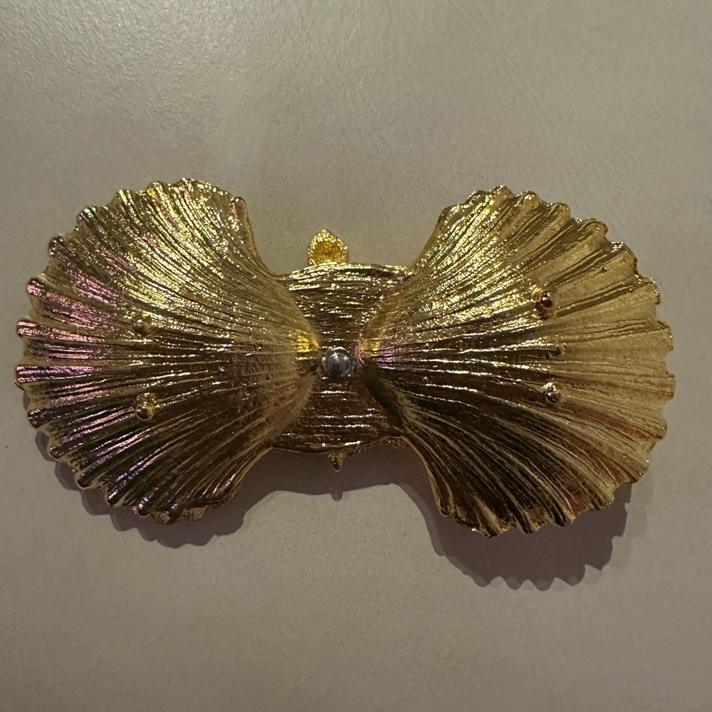 Vintage turtle w shell gold trinket dish. Great for earrings. - Picture 3 of 3